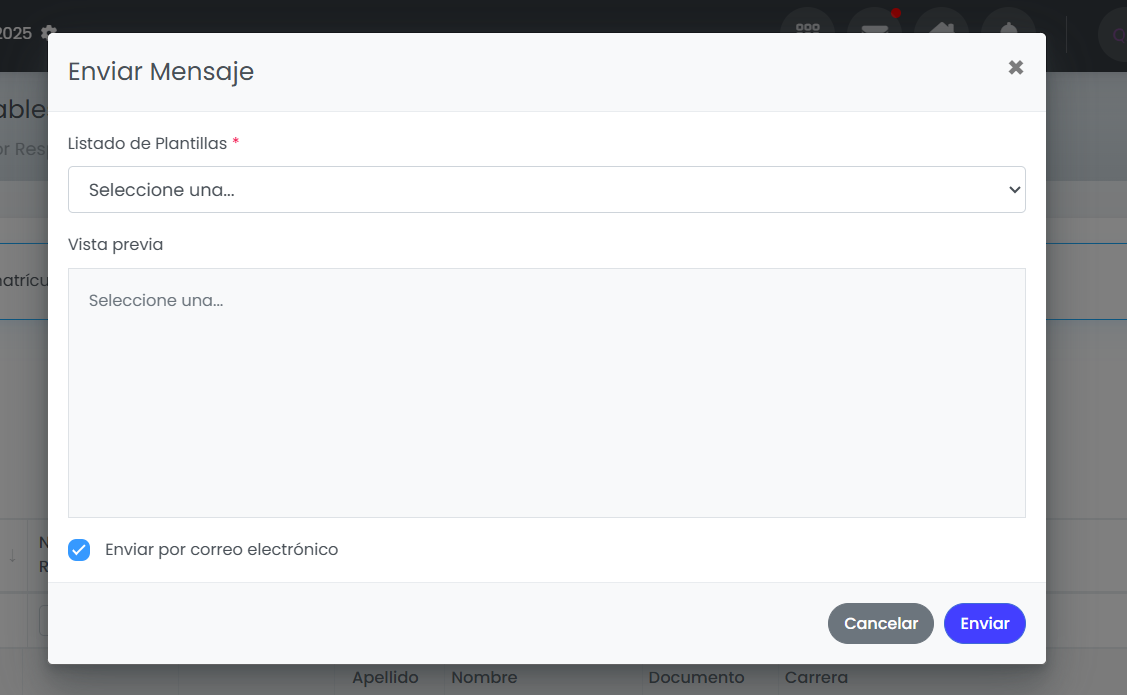 Opción para enviar también por correo en la vista previa del mensaje