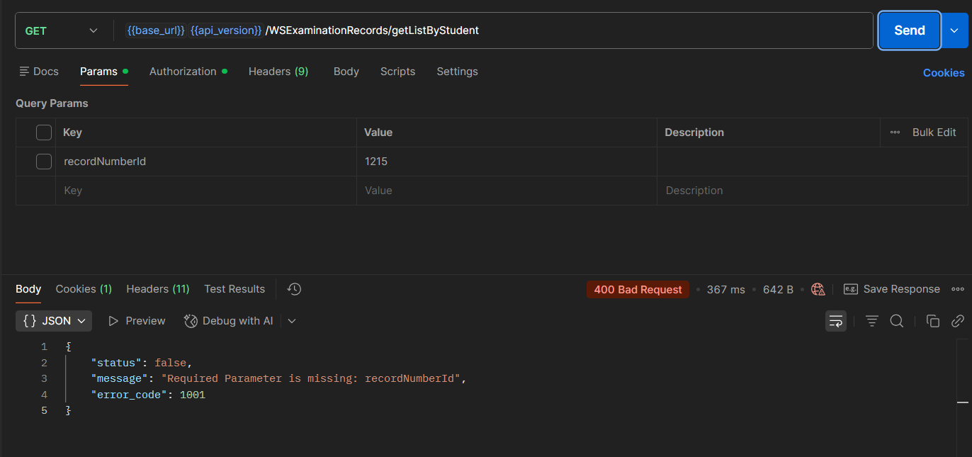 Error por falta de recordNumberId